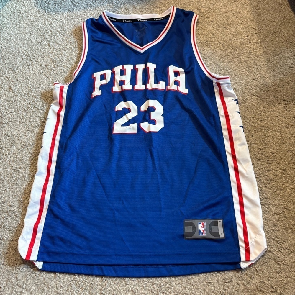 Fanatics Jersey Mens Medium Blue Jimmy Butler #23 Philadelphia 76ers NBA Vneck